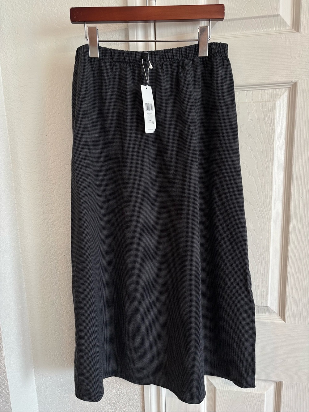 Eileen Fisher Metor Full Length Gingham Grey   Skirt Size S